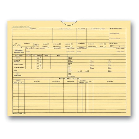 Asp Employee File Jacket, 9" X 12", 50 Per Pack Pk 821